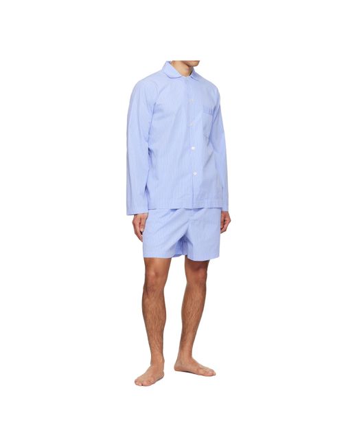 Tekla Blue Drawstring Pajama Shorts for men