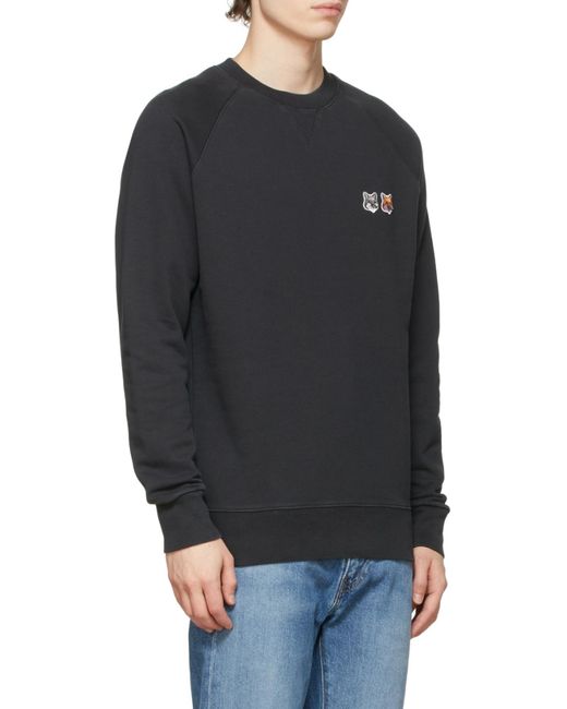 Maison Kitsuné Blue Logo-Patch Crew Neck Sweater for men