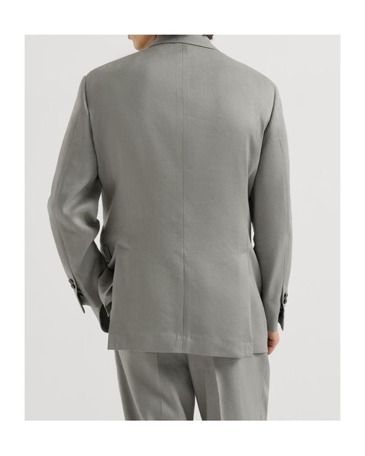 Brunello Cucinelli Gray Peak-Lapel Blazer for men