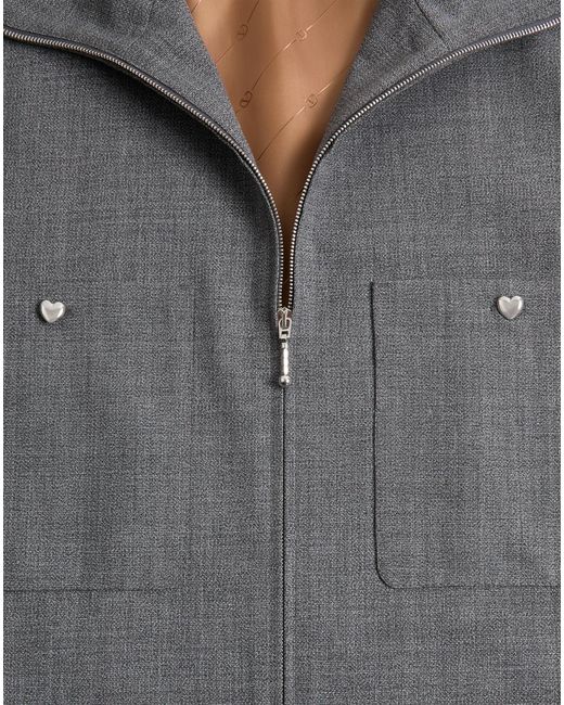 Valentino Gray Zip-Up High Neck Jacket for men