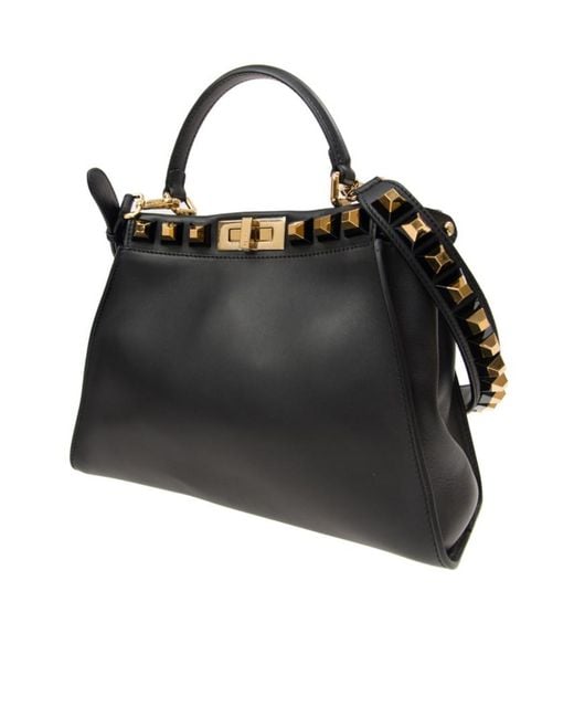 Fendi Black Logo Twist Lock Shoulder Bag