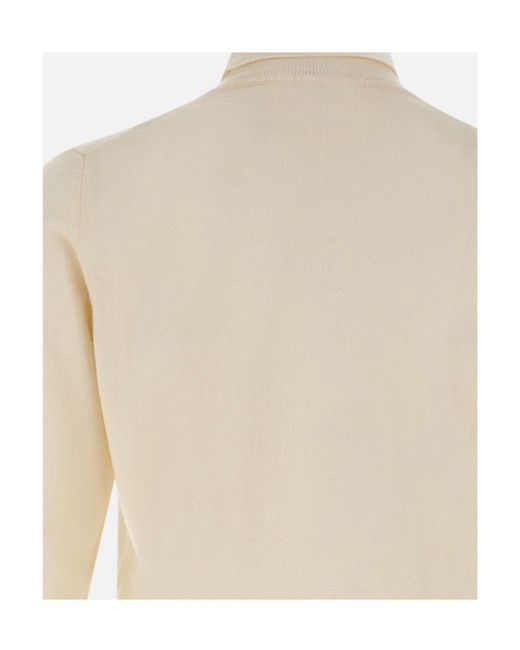 Kangra Cashmere White Kangra Ribbed Turtleneck Knitted Sweater for men