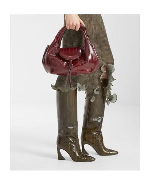 Fendi Green 95Mm Arco Leather Boots