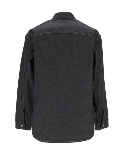 Ferragamo Black Ferragamo Long-Sleeved Denim Shirt for men