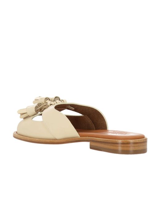 Hereu Natural Boqueria Heeled Open-Toe Tasseled Sandals