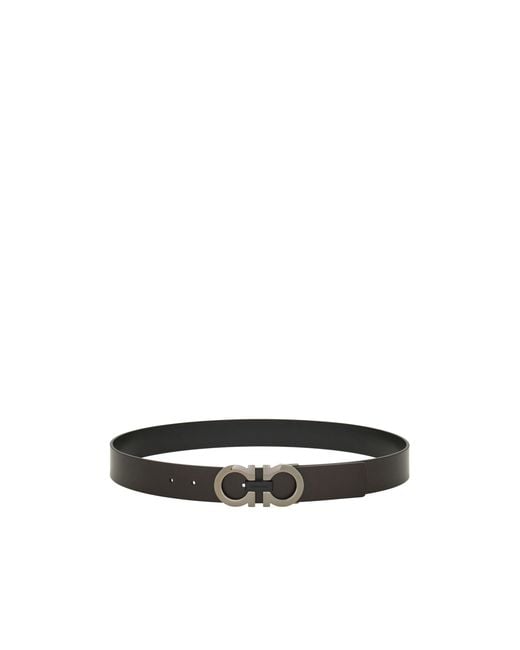 Ferragamo White Double-Sided Adjustable Gancini Belt for men