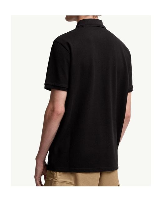 Moncler Black Logo Patch Cotton Piquet Polo Shirt for men