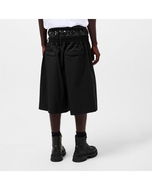 Moncler Black Solid Color Printed Shorts for men