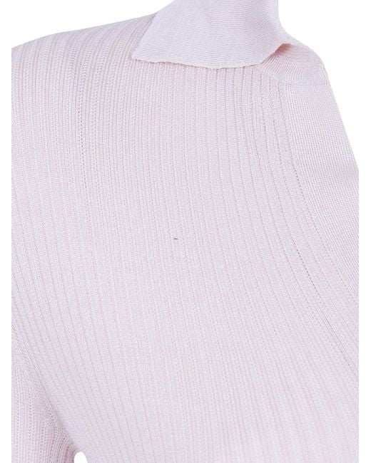 Max Mara Purple Gergo Ribbed Polo Knitted Top
