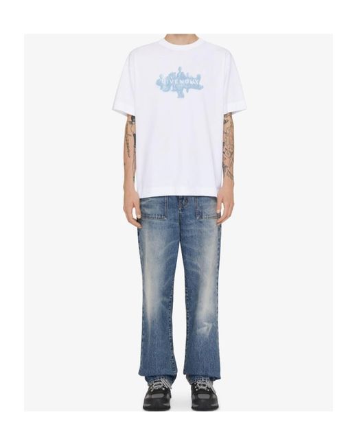 Givenchy White Logo Printed Crewneck T-Shirt for men