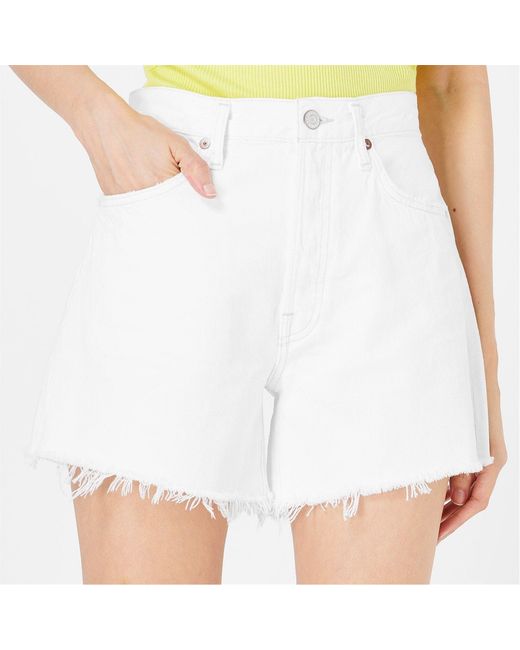Agolde White Denim Shorts With Multiple Pockets