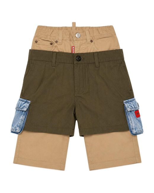 DSquared² Green Layered-Design Trousers