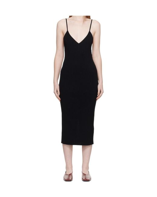 Jil Sander Black Rear Slit Sleeveless Midi Dress