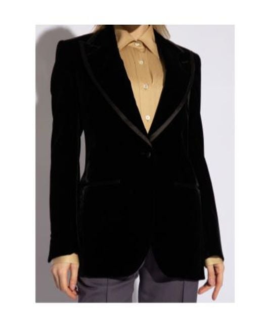 Tom Ford Black Single-Breasted Velvet Blazer