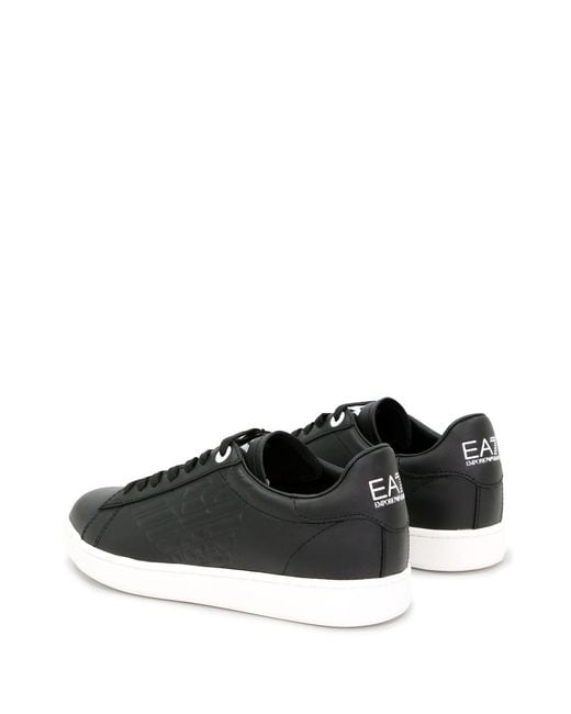 EA7 Black Logo-Laced Casual Sneakers for men