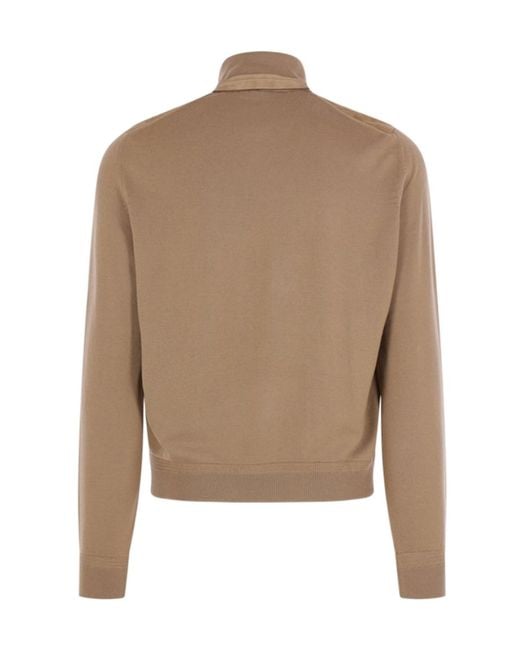 Tom Ford Natural Stand-Collar Zip-Up Panelled Jacket for men
