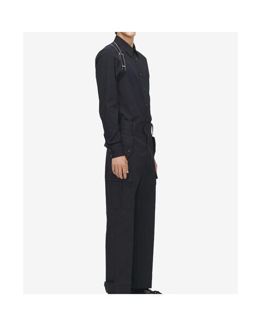 McQueen Blue Harnes Long-Sleeved Shirt for men