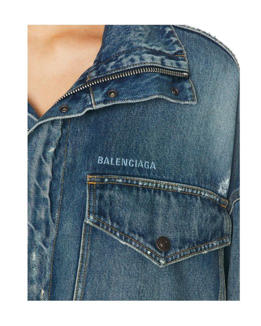 Balenciaga Blue Long-Sleeved Denim Jacket