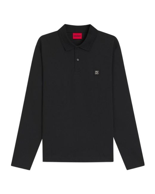 Boss Black Hugo Logo Patch Button Detailed Polo Shirt for men