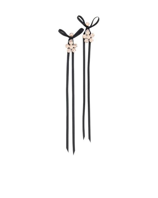 Simone Rocha White Daisy Ribbon Drop Earrings