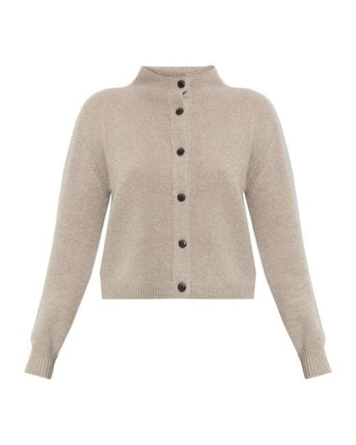 Lisa Yang Natural Zirelle Mock-Neck Cardigan