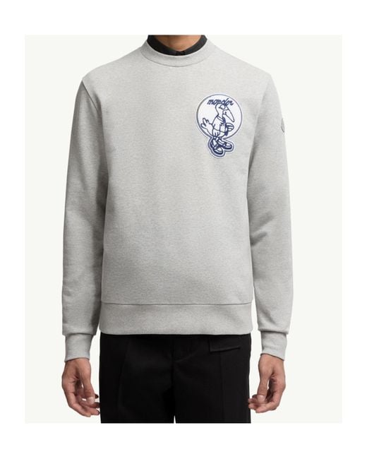 Moncler Gray Mascot Patch Crewneck Sweatshirt for men