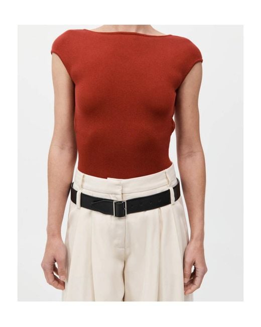 St. Agni Red Backless Knit Top