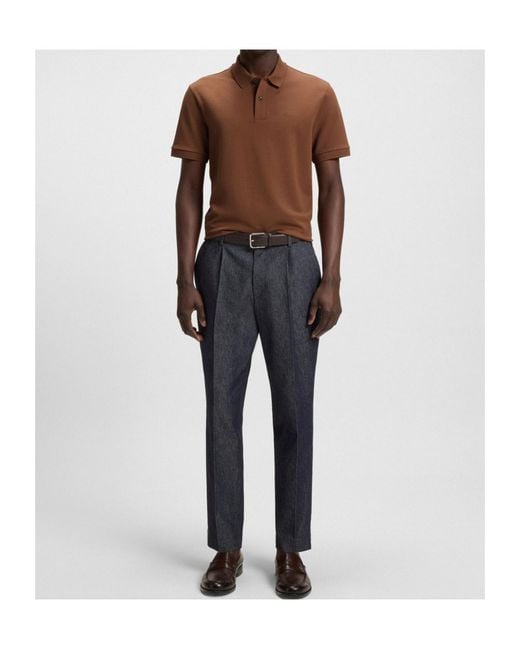 Boss Brown Pallas Logo-Embroidered Polo Shirt for men
