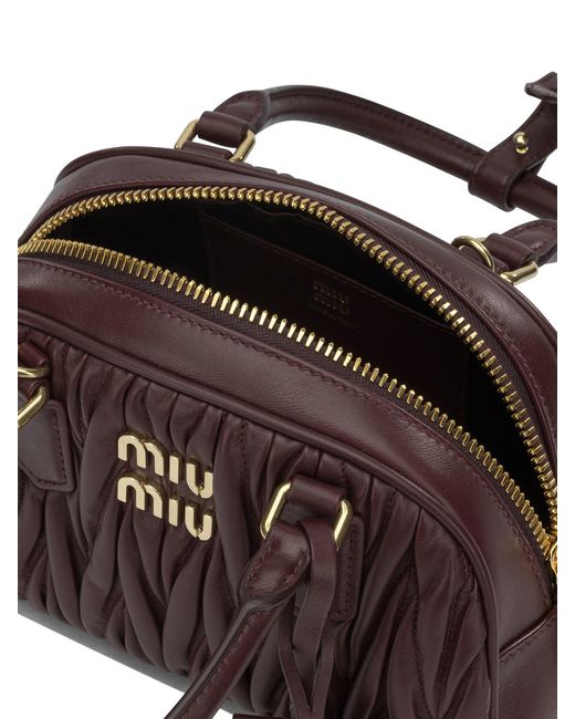 Miu Miu Brown Matelassé Zipped Tote Bag
