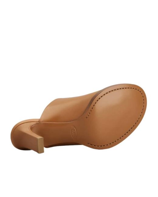 Tod's Brown Logo Debossed Slip-On Mules