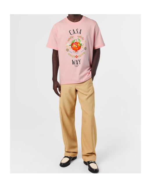 Casablanca Pink Logo Crew Neck T-Shirt for men