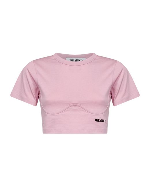 The Attico Pink Cropped T-Shirt