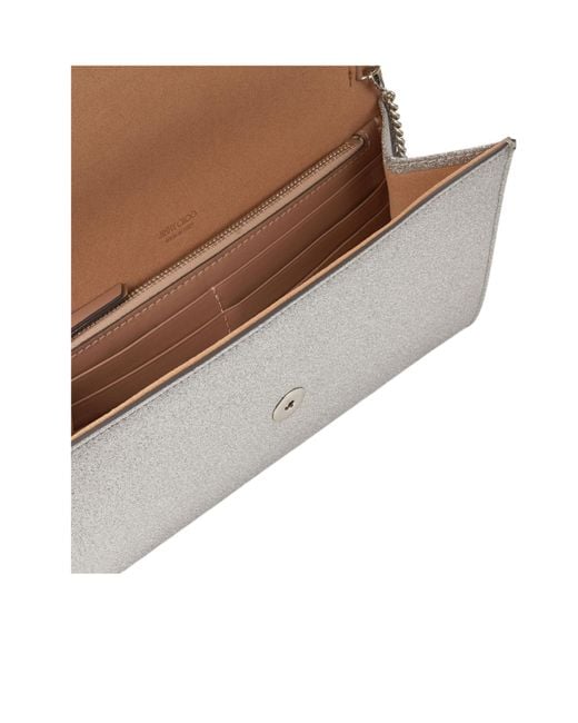 Jimmy Choo Gray Fine Glitter Leather Clutch Bag