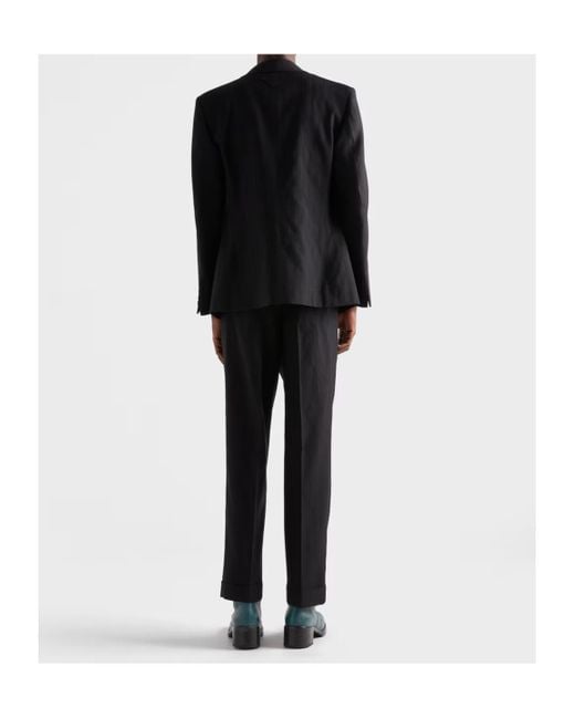 Prada Black Pinstripe Pattern Trousers for men