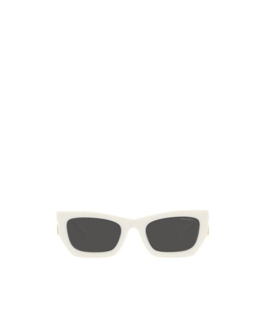 Miu Miu White Eyewear Rectangular Frame Sunglasses
