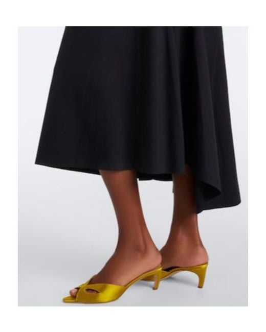 Victoria Beckham Black Letice Gathered Turtleneck Jersey Midi Dress