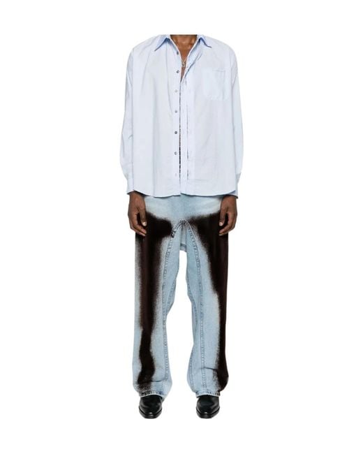 Y. Project Blue Asymmetric Cotton-Blend Shirt for men