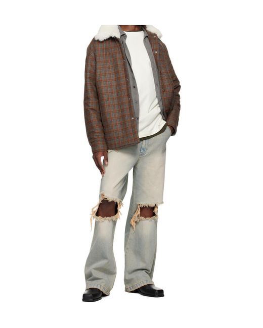 we11done Brown Check-Print Jacket for men