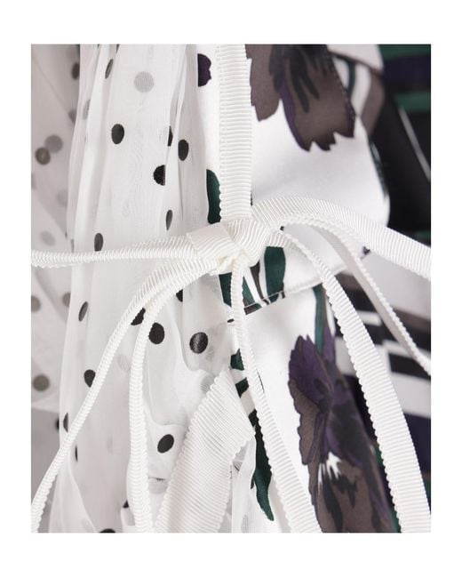 Sacai Black Floral-Print Patchwork Blouse