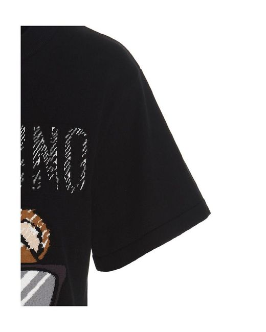 Moschino Black Round Neck Short-Sleeved Dress