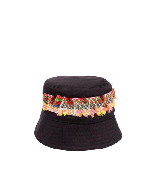 Lanvin Black Patch-Detail Bucket Hat for men