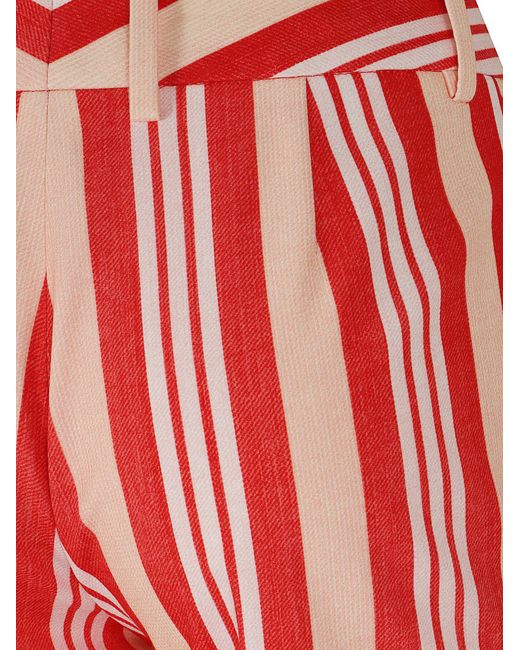 Ermanno Scervino Red High-Waist Striped Pants