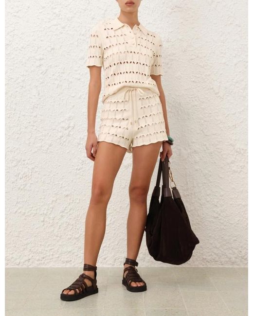 Zimmermann Natural Rhiannon Pointelle Shorts