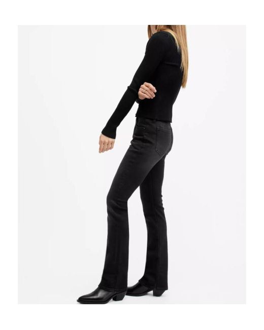AllSaints Black Haldan Mid-Rise Bootcut Jeans