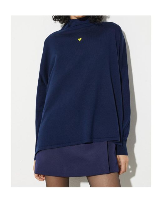 MAX&Co. Blue Pure Merino Wool Polo Neck
