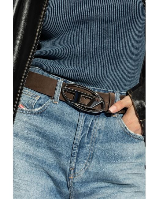 DIESEL White B-1Dr Logo Plaque Buckled Belt for men