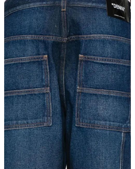 Off-White c/o Virgil Abloh Blue Logo Patch Flared Jeans for men