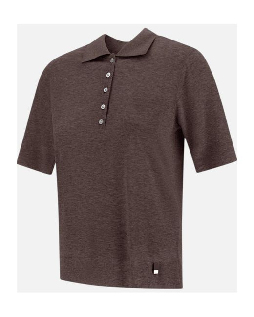 Herno Brown Short-Sleeved Knitted Polo Shirt