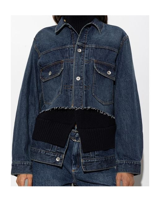 Sacai Blue Denim Jacket With A Vintage Effect