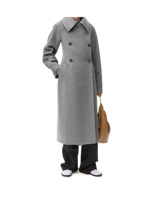 Loewe Gray Double-Breasted Coat